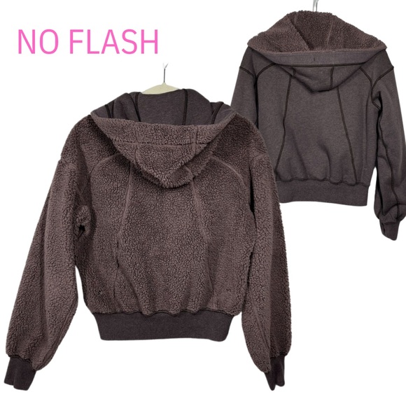 Lululemon Short Sweet & Sherpa Jacket Hoodie size small - Antique Bark - Picture 4 of 13